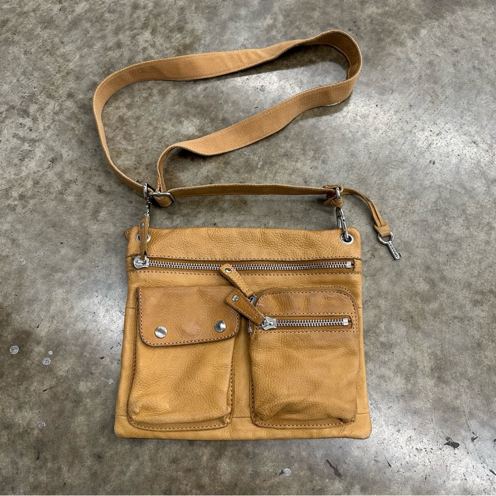 Vintage Fossil Tan Leather Crossbody Bag